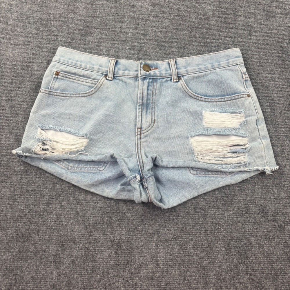 Billabong Denim Shorts Size 30 Light Blue Distressed Raw Hem Women's